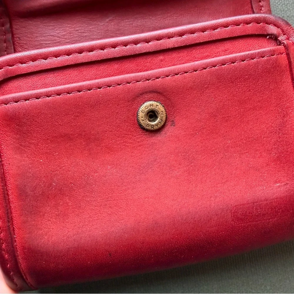 COACH Multifunction Purse #7219 Red Leather Vintage 1990s Minimalist Coin Wallet - Picture 11 of 16